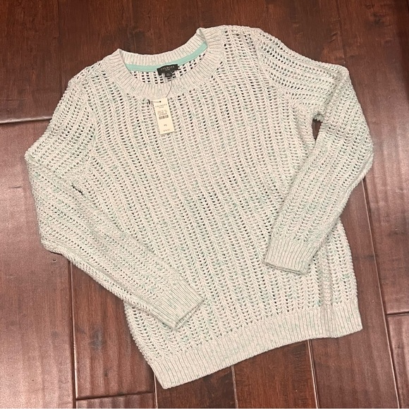 Talbots Sweaters - Talbots Light Gray Open-Knit Sweater small petite